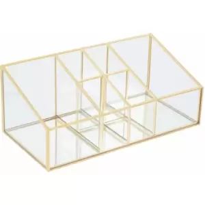 6 Compartments Clear Glass Makeup Organiser - Premier Housewares