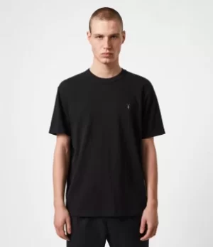 AllSaints Mens Dexter Crew T-Shirt, Jet Black, Size: XS