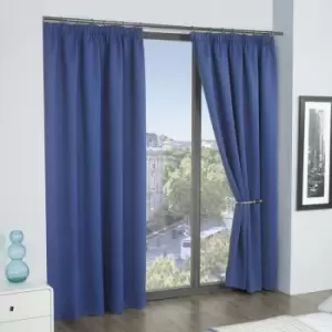 Emma Barclay Cali Thermal Woven Blackout Pencil Pleat Curtains, Blue, 46 x 54 Inch