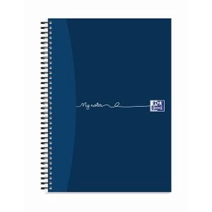 Oxford My Notes A4 Notebook Wirebound 100 Pages 70gm2 Punched 4 Holes Perforated Ruled Margin Card Cover Blue Pack 5