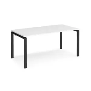 Bench Desk Single Person Starter Rectangular Desk 1600mm White Tops With Black Frames 800mm Depth Adapt