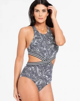 Sunseeker Marble Print Cut Out Swimsuit