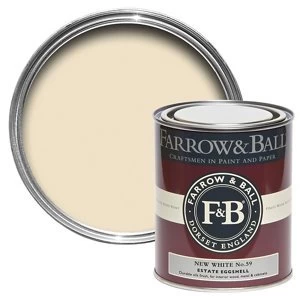 Farrow & Ball Estate New white No. 59 Eggshell Metal & wood Paint 0.75L
