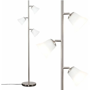 3 Way Brushed Chrome Floor Lamp + Frosted Glass Shades