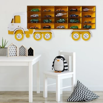 Kamyon - Yellow, White White Yellow Decorative MDF Wall Shelf