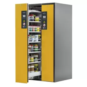 Type 90 Safety Storage Cabinet V-MOVE-90 Model V90.196.081.VDAC:0013 in Warning Yellow RAL 1004 with 5X Tray Shelf (Standard) (Sheet Steel)