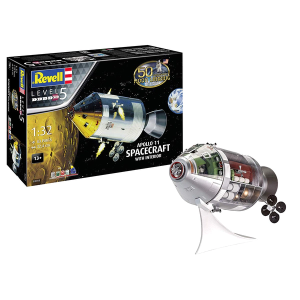 Apollo 11 Spacecraft with Interior 50th Anniversary First Moon Landing 1:32 Revell Model Kit