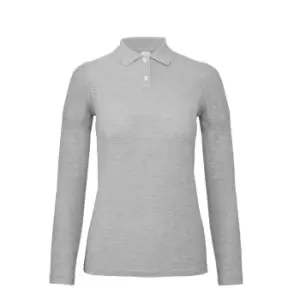 B&C ID.001 Womens/Ladies Long Sleeve Polo (S) (Taupe Grey)