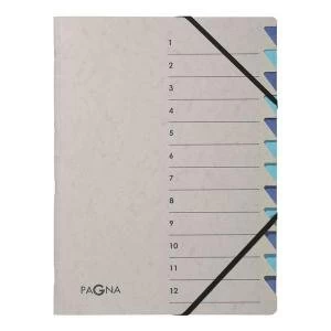 Pagna Pro Deluxe A4 12 Compartment Sorting File GreyBlue Pack of 5