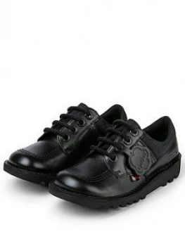 Kickers Boys Lo Flex Lace Up Shoe, Black, Size 12 Younger