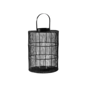Ivyline Portofino Wirework Lantern With Glass Insert H:34 x W:24cm - Black