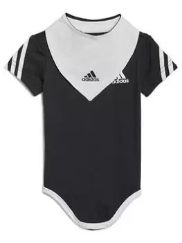 Adidas Infant Future Icons Babygrow and Bib Gift Set - Black/White