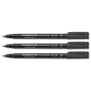 Staedtler Lumocolour 318 0.6mm Permanent Universal Pen Black 1 x Pack of 10 Pens