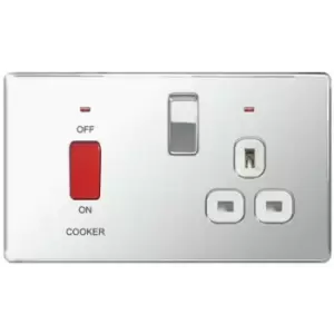 BG Chrome 45A Cooker Connection Unit Switched Socket - White - Chrome