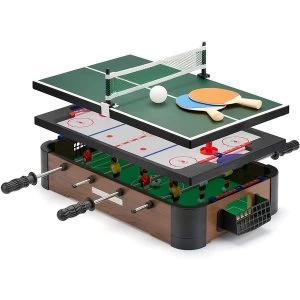 Power Play TY6155 Powerplay 3 in 1 Top Games, Mini Football, Hockey and Table Tennis