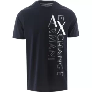 Armani Exchange Deep Navy Silver Logo Crew Neck T-Shirt