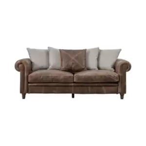 Crossland Grove Manchester Sofa 3 Seater Vintage Brown Scatter Back