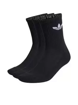 adidas Originals Mid Cut Trefoil Cushion Crew Sock - Black/White Size M Men