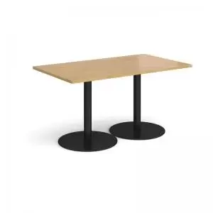 Monza rectangular dining table with flat round Black bases 1400mm x