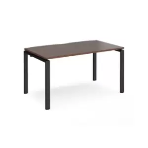 Bench Desk Single Person Starter Rectangular Desk 1400mm Walnut Tops With Black Frames 800mm Depth Adapt