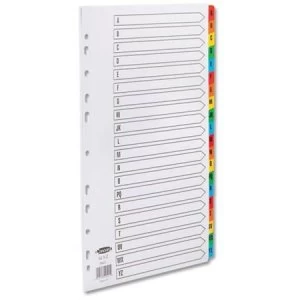 Concord Commercial Index Mylar-reinforced Europunched 20-Part A-Z Coloured Tabs A4 White Ref 09401