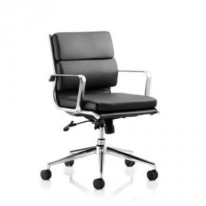 Sonix Savoy Executive Medium Back Chair With Arms Bonded Leather Black