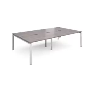 Adapt double back to back desks 2800mm x 1600mm - silver frame, grey oak top