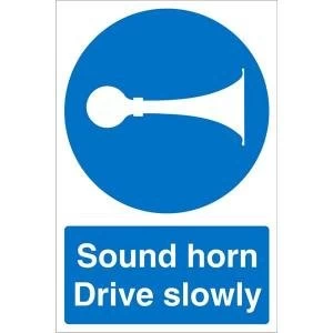 Warehouse Sign 400x600 1mm Plastic Sound horn Drive slowly Ref