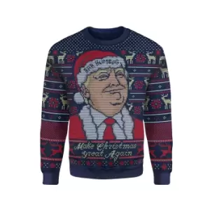 IWOOT Exclusive Donald Trump Knitted Christmas Jumper - Navy - M
