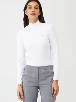 Tommy Jeans High Neck Long Sleeve Top - White