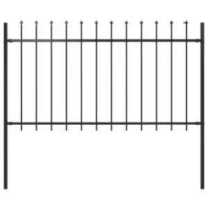 Vidaxl Garden Fence With Spear Top Steel 1.7X1 M Black
