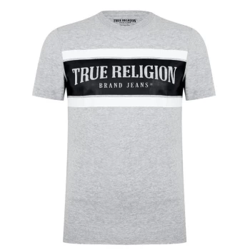 True Religion Arch Stripe Logo T Shirt - Grey