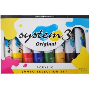 System 3 Acrylic Paint Assorted Set (8 x 150ml Tubes) - Daler Rowney
