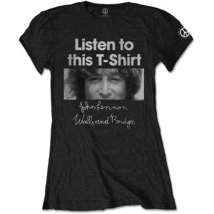 John Lennon - Listen Lady Womens Medium T-Shirt - Black