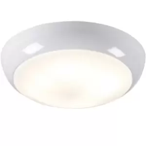 Emergency Bulkhead with Opal Diffuser and White Base, IP44 28W