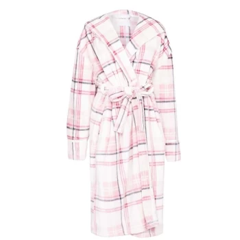Linea Soft Check Robe - Blush Check