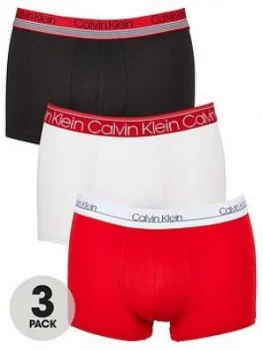 Calvin Klein 3 Pack Trunk, White/Black/Red Size M Men