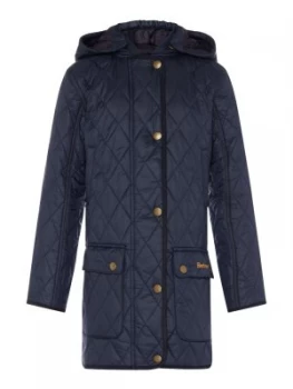 Barbour Girls Combe Mid Length Quilted Coat Blue