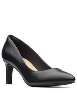 Clarks Calla Rose Wide Fit Heeled Shoe - Black, Size 7, Women