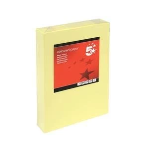 5 Star A4 Multifunctional Coloured Card 160gsm Light Yellow Pack of 250 Sheets
