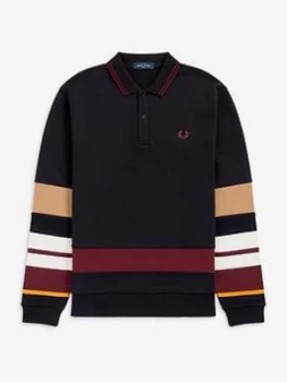 Fred Perry Striped Sleeve Polo Shirt, Black, Size 2XL, Men