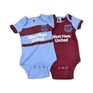 West Ham Two Pack Body Suit Home and Away 0-3 Months