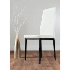 4x white Milan Dining Chairs (Black Leg) - White