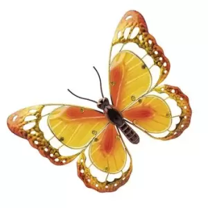 Garden Gear Metal/Glass Butterfly Wall Art - Yellow/Orange