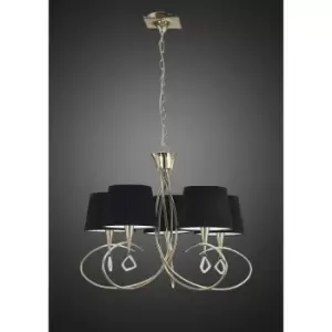 Diyas - Mara pendant lamp 5 bulbs E14, golden with Black lampshades