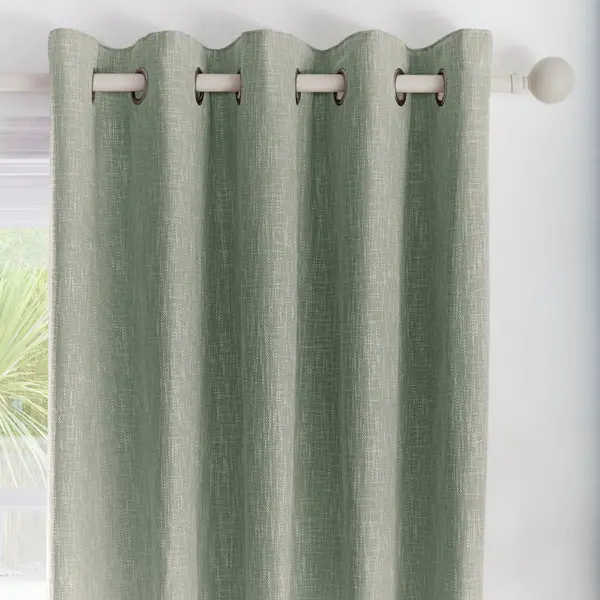Boucle Textured Weave Jacquard Eyelet Lined Curtains, Green, 66 x 72" - Appletree Loft