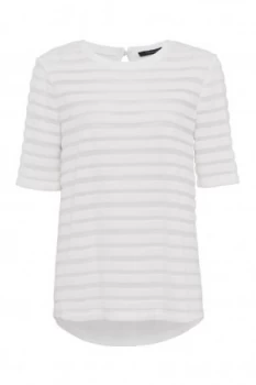 French Connection Bernice Velvet Striped Jersey T shirt Winter White