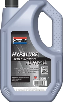 Hypalube Semi Synthetic 10W40 - 5 Litre 0123A GRANVILLE