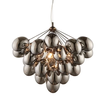 Infinity Pendant Black Chrome Effect Plate & Smokey Mirror Effect Tinted Glass 6 Light Dimmable IP20 - G9