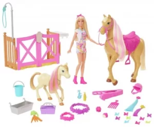 Barbie Groom 'n Care Playset with Doll and Horse Figures